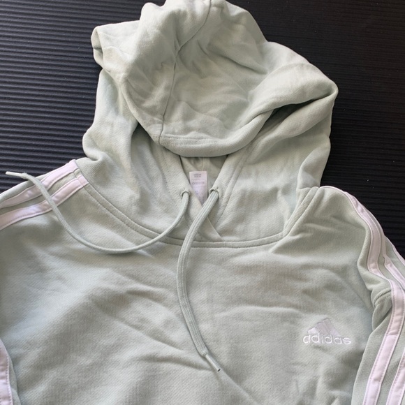 Adidas Mint Green Hoodie with classic white stripes - Picture 3 of 8